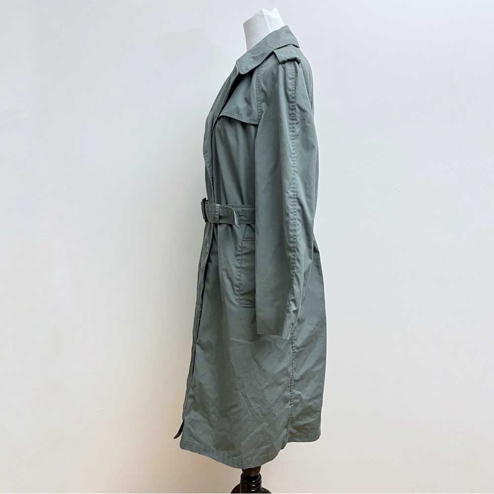 Vintage America Army Green Utility Belted Waist Double Button Trench Coat 42R - Picture 5 of 14